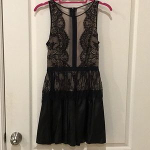 Lace and Faux Leather Cocktail Dress